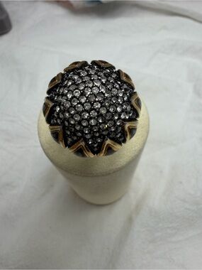 Stella & Dot Black Pave Dome Ring Gold Accents #435R